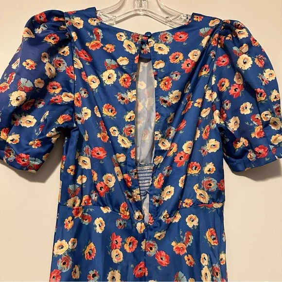 NWT ASOS blue floral midi tea dress size 4 - Picture 5 of 9